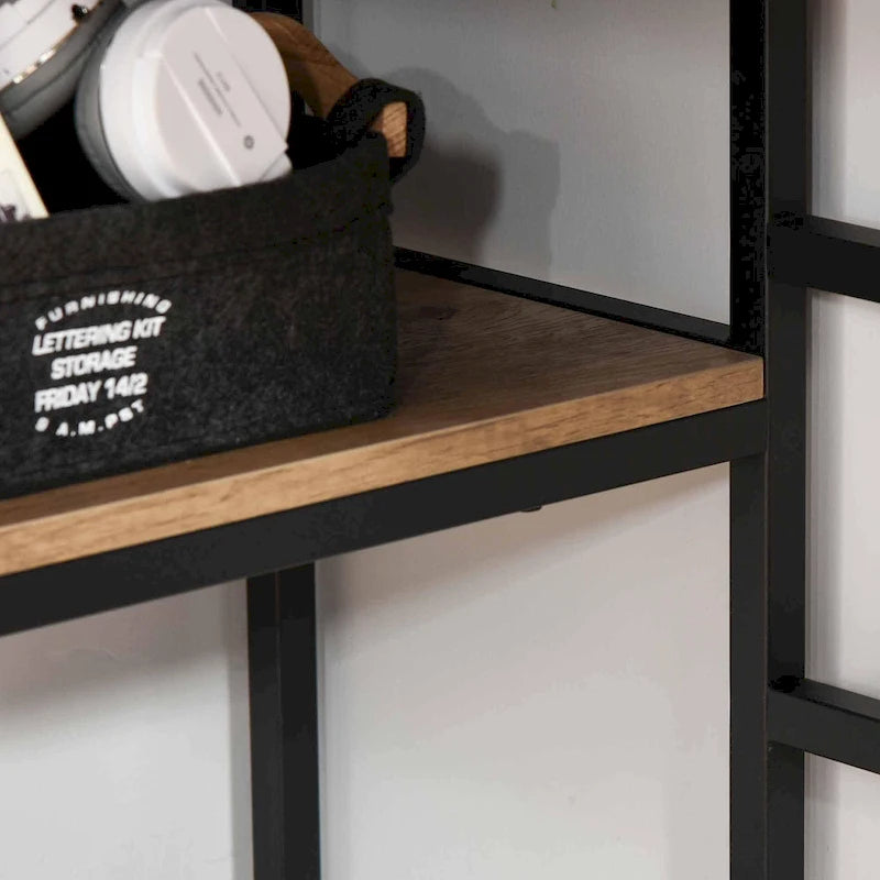 HOMCOM L-Shaped Home Office Writing Desk with Storage Shelf, Drawer, Brown