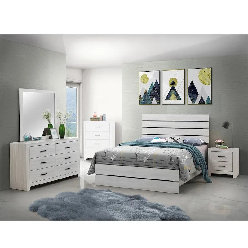 Wooden Queen Bedroom Set in Coastal White