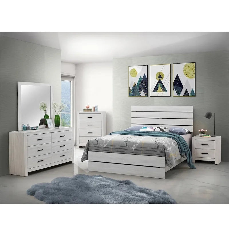 Wooden Queen Bedroom Set in Coastal White