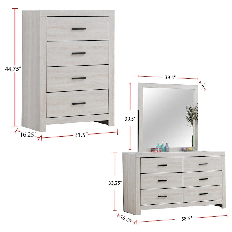 Wooden Queen Bedroom Set in Coastal White