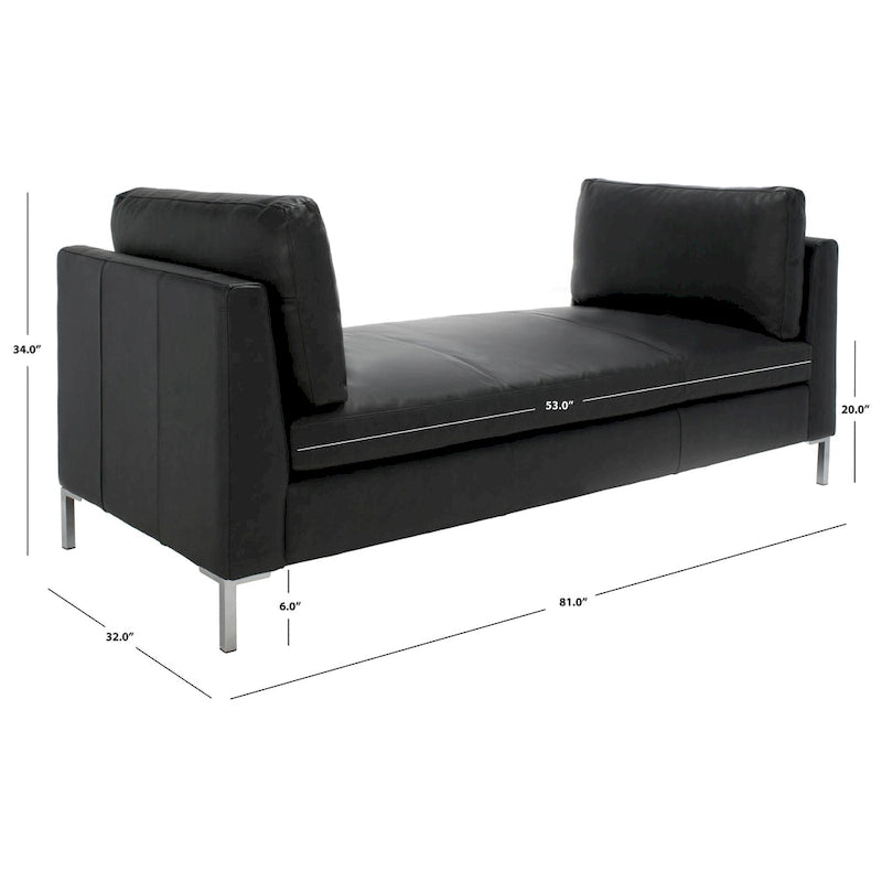 SAFAVIEH Couture Shirl Leather Bench - 81 In W x 32 In D x 34 In H - 81Wx32Dx34H