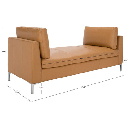 SAFAVIEH Couture Shirl Leather Bench - 81 In W x 32 In D x 34 In H - 81Wx32Dx34H