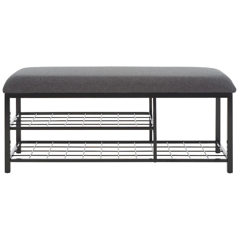 SAFAVIEH Yael Open Shelf Bench with Cushion - 42 W x 15 D x 18 H - 42Wx15Dx18H