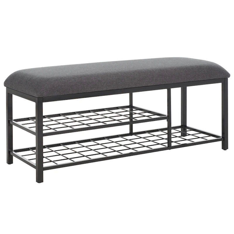 SAFAVIEH Yael Open Shelf Bench with Cushion - 42 W x 15 D x 18 H - 42Wx15Dx18H
