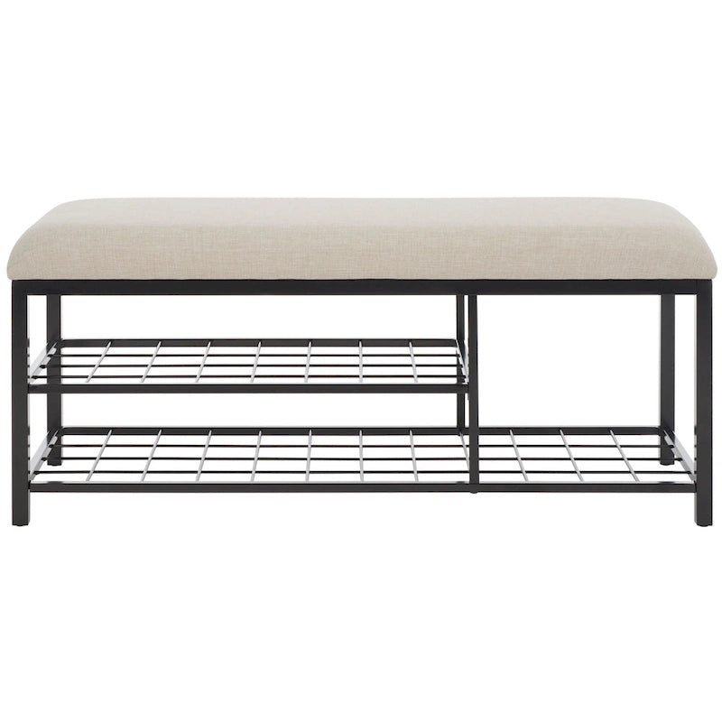 SAFAVIEH Yael Open Shelf Bench with Cushion - 42 W x 15 D x 18 H - 42Wx15Dx18H