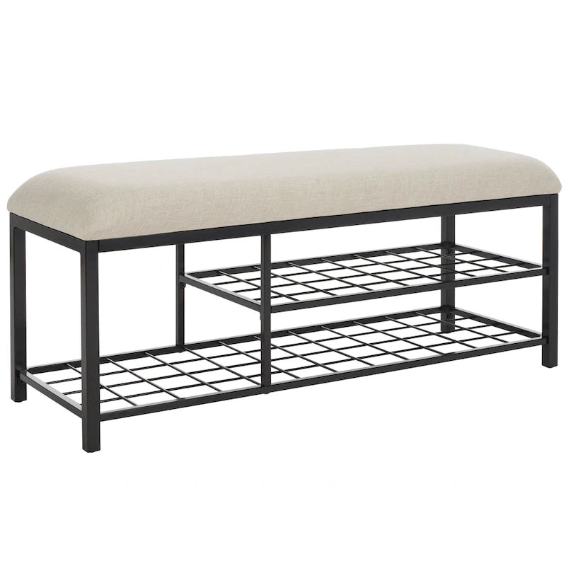 SAFAVIEH Yael Open Shelf Bench with Cushion - 42 W x 15 D x 18 H - 42Wx15Dx18H