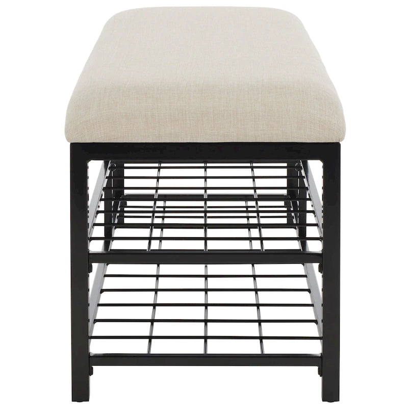 SAFAVIEH Yael Open Shelf Bench with Cushion - 42 W x 15 D x 18 H - 42Wx15Dx18H