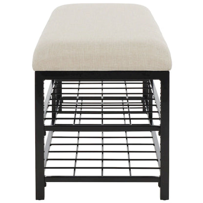 SAFAVIEH Yael Open Shelf Bench with Cushion - 42 W x 15 D x 18 H - 42Wx15Dx18H