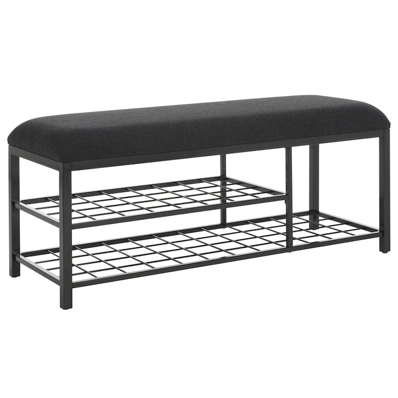 SAFAVIEH Yael Open Shelf Bench with Cushion - 42 W x 15 D x 18 H - 42Wx15Dx18H