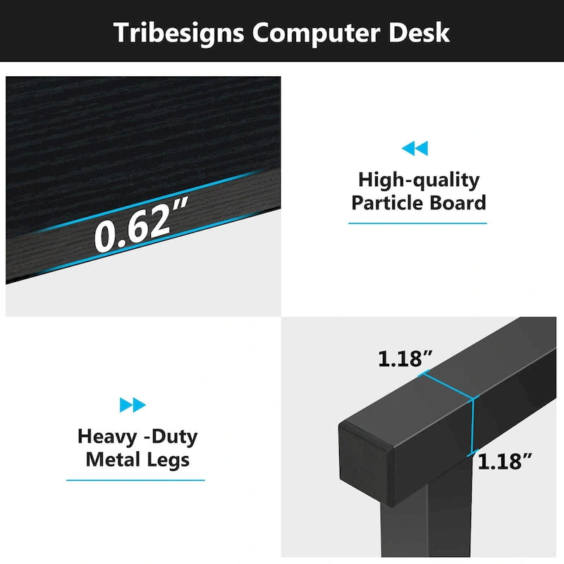 47 Inch Modern Computer Desk with Hutch and Bookshelf