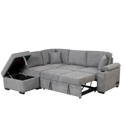 87.4 Sleeper Sofa Bed,2 in 1 Pull Out sofa bed L Shape Couch with Storage Ottoman for Living Room,Bedroom Couch and Small Apart