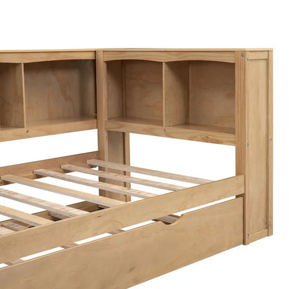 Twin Size Daybed with Trundle, Storage Cabinets and USB Ports, White