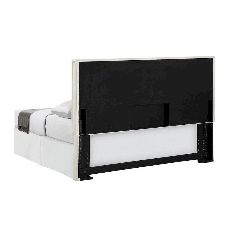 Gemma Sand Upholstered Headboard with Flange Details