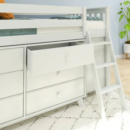 Max and Lily Twin-Size Low Loft with 3-Drawer and 6-Drawer Dressers