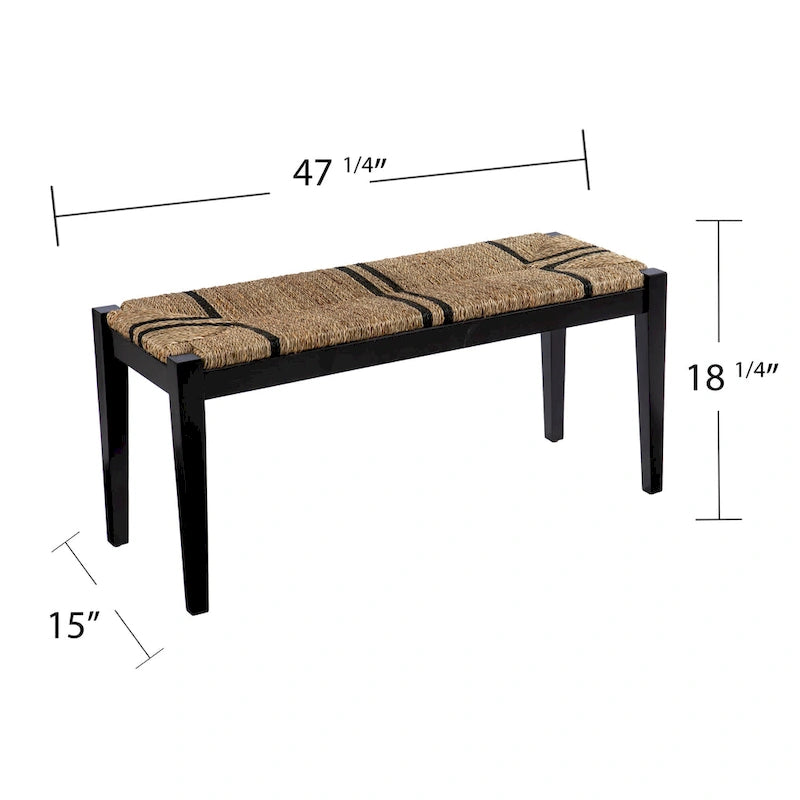 SEI Furniture Gainford Transitional Black Woven Fiber Bench