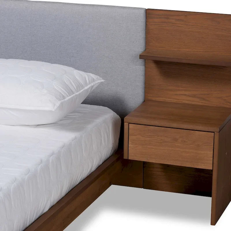 Sami Modern and Contemporary Storage Bed with Built-In Nightstands