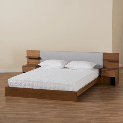 Sami Modern and Contemporary Storage Bed with Built-In Nightstands