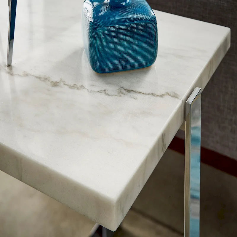 Azel Marble-top Chrome Framed Coffee Table or Table Set by iNSPIRE Q Modern