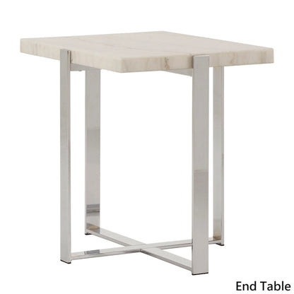 Azel Marble-top Chrome Framed Coffee Table or Table Set by iNSPIRE Q Modern