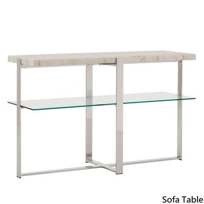 Azel Marble-top Chrome Framed Coffee Table or Table Set by iNSPIRE Q Modern