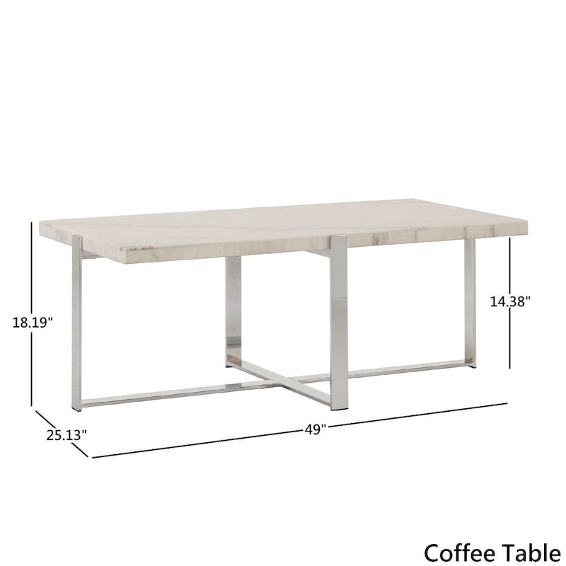 Azel Marble-top Chrome Framed Coffee Table or Table Set by iNSPIRE Q Modern