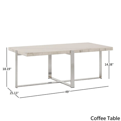 Azel Marble-top Chrome Framed Coffee Table or Table Set by iNSPIRE Q Modern