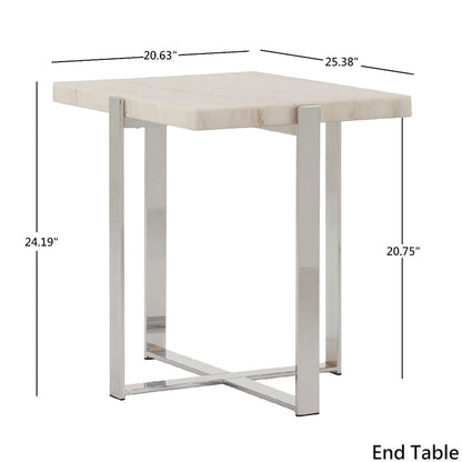 Azel Marble-top Chrome Framed Coffee Table or Table Set by iNSPIRE Q Modern