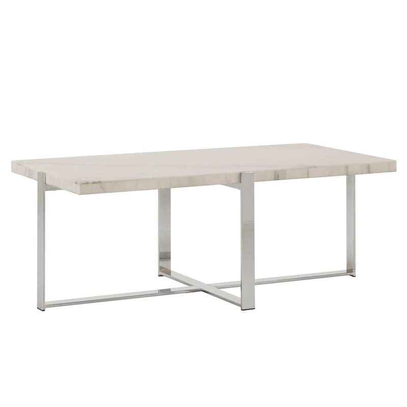 Azel Marble-top Chrome Framed Coffee Table or Table Set by iNSPIRE Q Modern