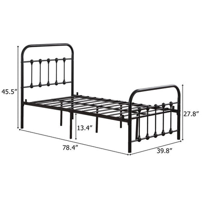 Single-Layer Iron Bed Frame with Shell Decoration Black