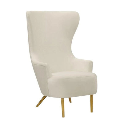 Inspire Me Home Decor Julia Cream Wingback Velvet Chair
