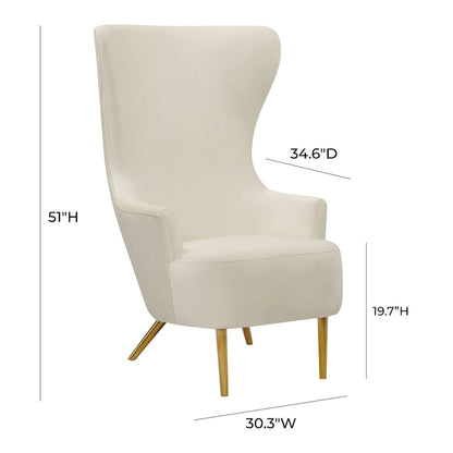 Inspire Me Home Decor Julia Cream Wingback Velvet Chair