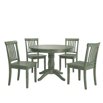 Wilmington II Round Pedestal Base Antique Sage Green 5-Piece Dining Set by iNSPIRE Q Classic