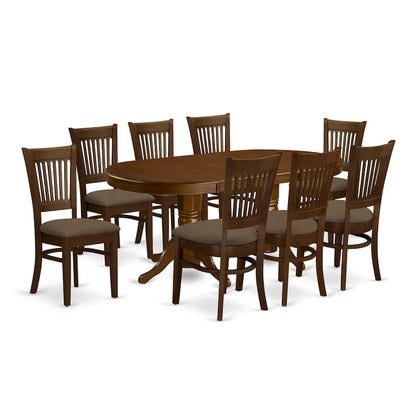 East West Furniture 9 Piece Dining Table Set Includes an Oval Wooden Table and 8 Dining Chairs, Espresso(Seat Type Options)