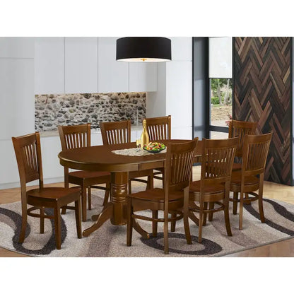 East West Furniture 9 Piece Dining Table Set Includes an Oval Wooden Table and 8 Dining Chairs, Espresso(Seat Type Options)