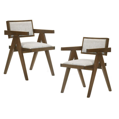 Modrest Fern Modern Walnut and Beige Dining Chair (Set of 2)