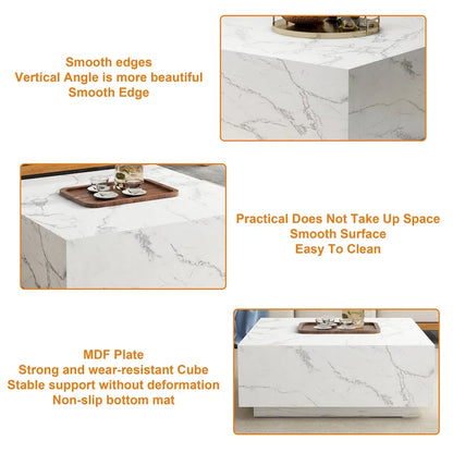 Faux Marble Square Coffee Table
