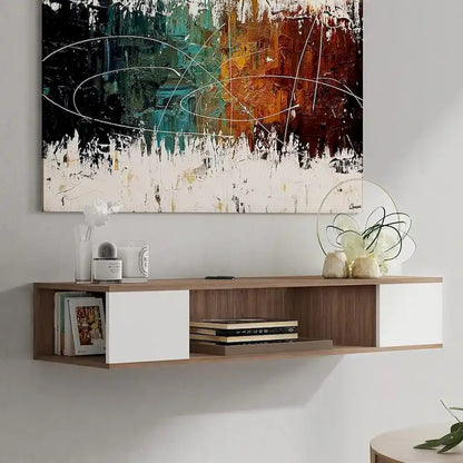 FITUEYES Floating TV Stand Wall Mounted Entertainment Center Media Console Wood Wall TV Shelf, Gray &Creamy White