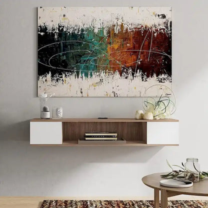 FITUEYES Floating TV Stand Wall Mounted Entertainment Center Media Console Wood Wall TV Shelf, Gray &Creamy White