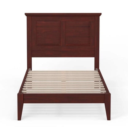 Solid Oak Platform Bed with Tapered Legs and Headboard