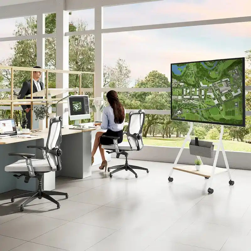 FITUEYES Mobile TV Cart for Office Classroom Rolling TV Stand with Wheels for 45-88 Inch TV