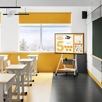 FITUEYES Mobile TV Cart for Office Classroom Rolling TV Stand with Wheels for 45-88 Inch TV