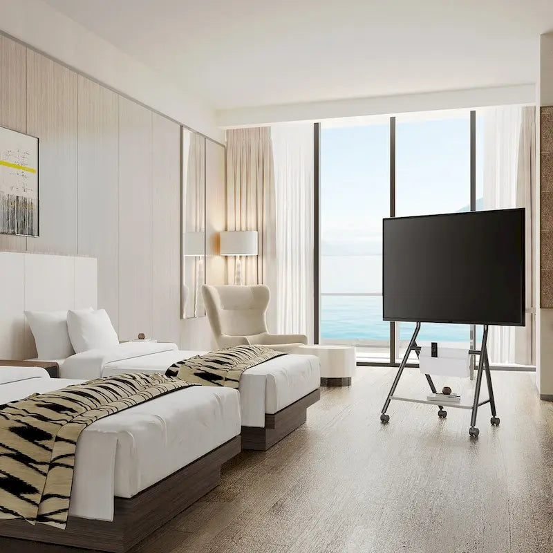 FITUEYES Mobile TV Cart for Office Classroom Rolling TV Stand with Wheels for 45-88 Inch TV