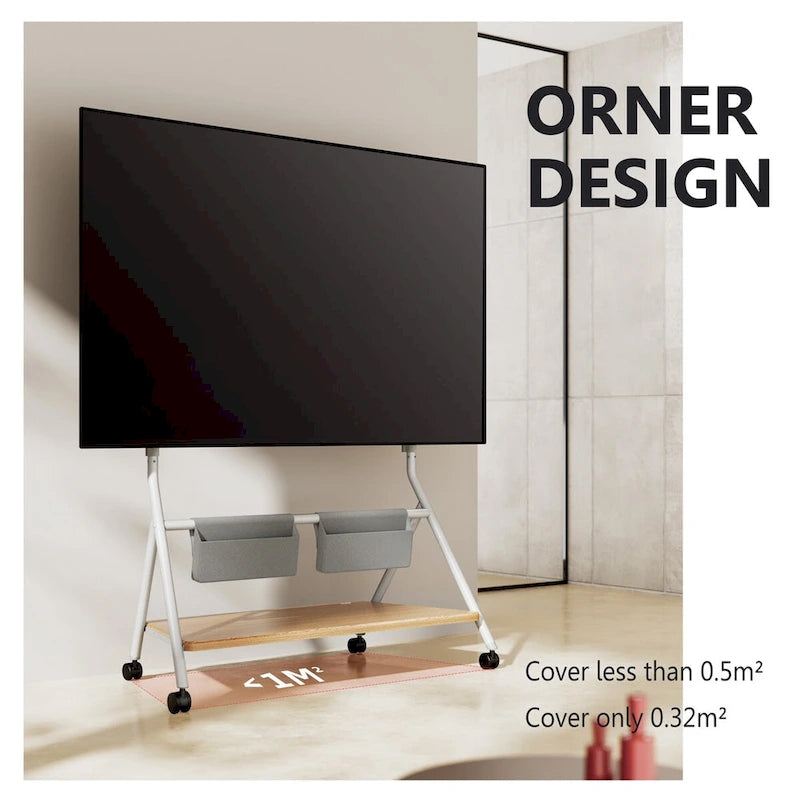 FITUEYES Mobile TV Cart for Office Classroom Rolling TV Stand with Wheels for 45-88 Inch TV