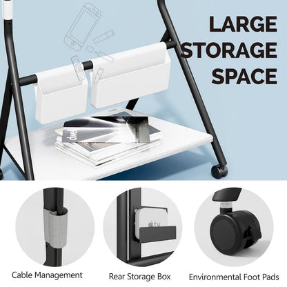 FITUEYES Mobile TV Cart for Office Classroom Rolling TV Stand with Wheels for 45-88 Inch TV