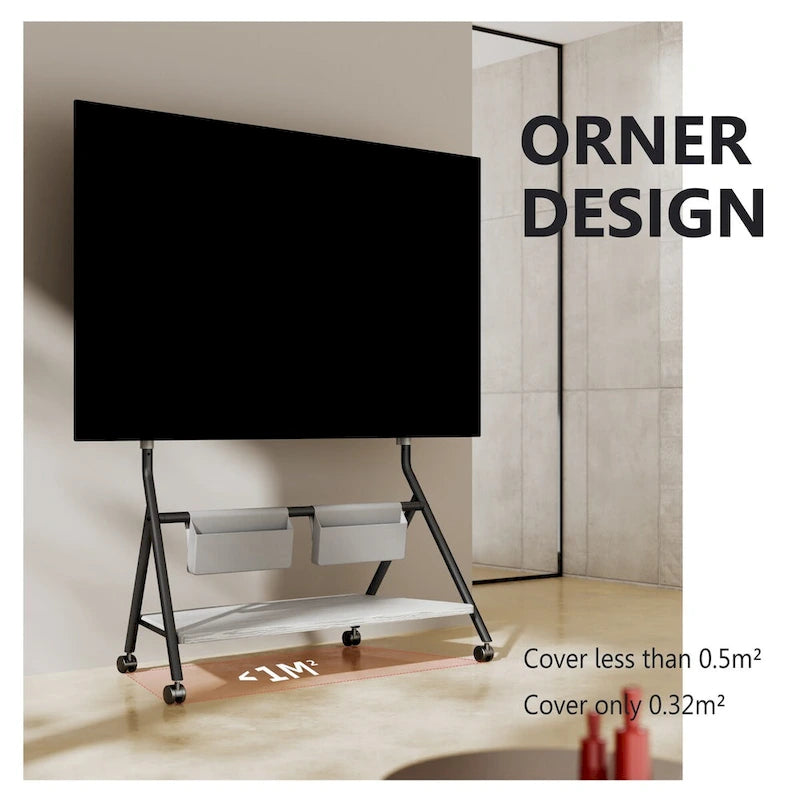 FITUEYES Mobile TV Cart for Office Classroom Rolling TV Stand with Wheels for 45-88 Inch TV