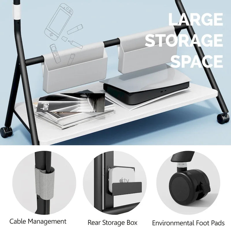 FITUEYES Mobile TV Cart for Office Classroom Rolling TV Stand with Wheels for 45-88 Inch TV