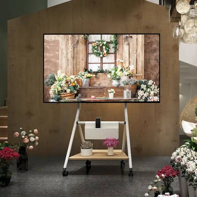 FITUEYES Mobile TV Cart for Office Classroom Rolling TV Stand with Wheels for 45-88 Inch TV