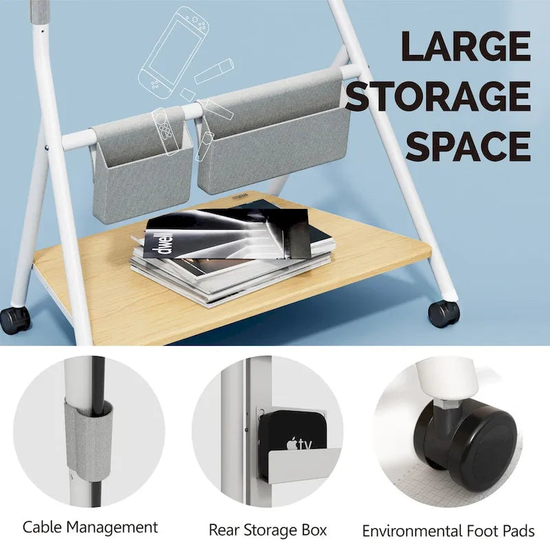 FITUEYES Mobile TV Cart for Office Classroom Rolling TV Stand with Wheels for 45-88 Inch TV