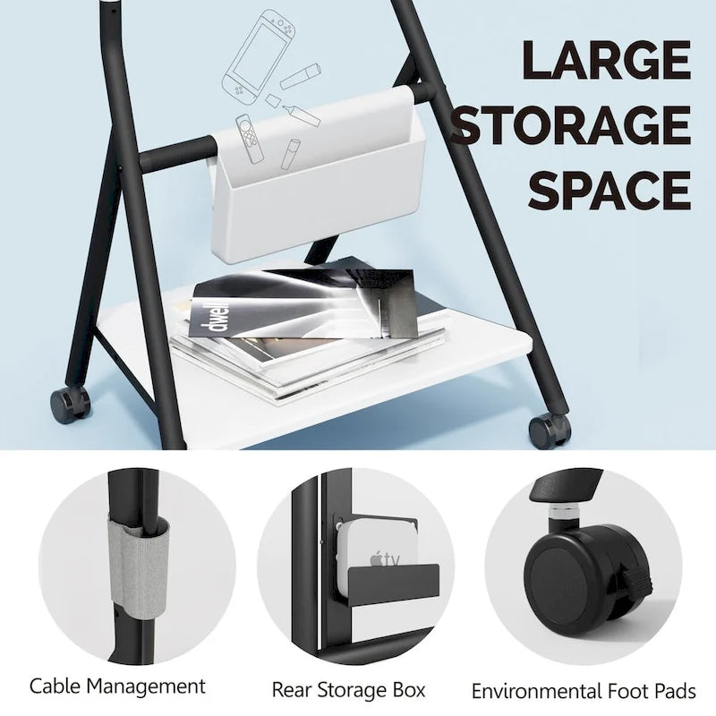 FITUEYES Mobile TV Cart for Office Classroom Rolling TV Stand with Wheels for 45-88 Inch TV