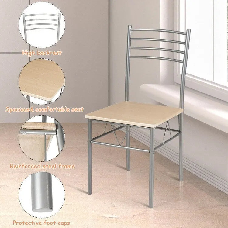5 pcs Dining Set Glass Table and 4 Chairs